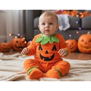 The Children's Place Baby 4 Piece Halloween Pumpkin Costume Unisex 3-6 Months